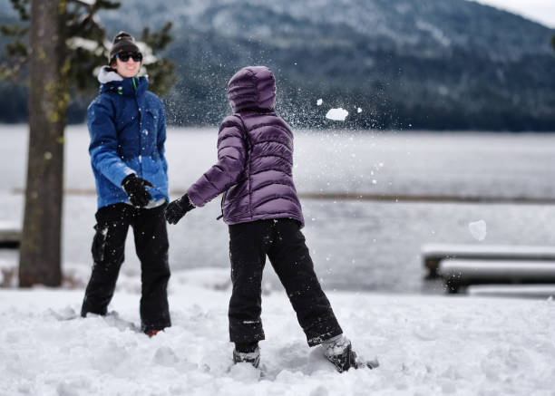 istock Brother and Sister Playing in the Snow 941899598
