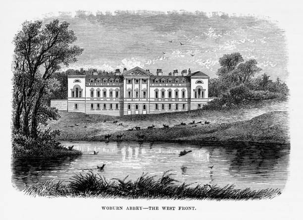 istock Woburn Abbey in Woburn, England Victorian Engraving, Circa 1840 941899928