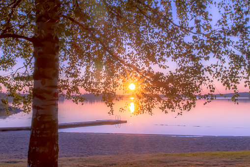 Summer night sunset from Kuhmo, Finland.