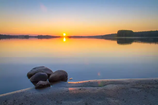 Photo of Summer night sunset from Kuhmo, Finland.