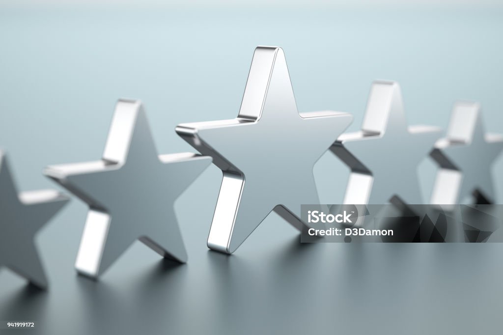 Five silver stars Award Stock Photo