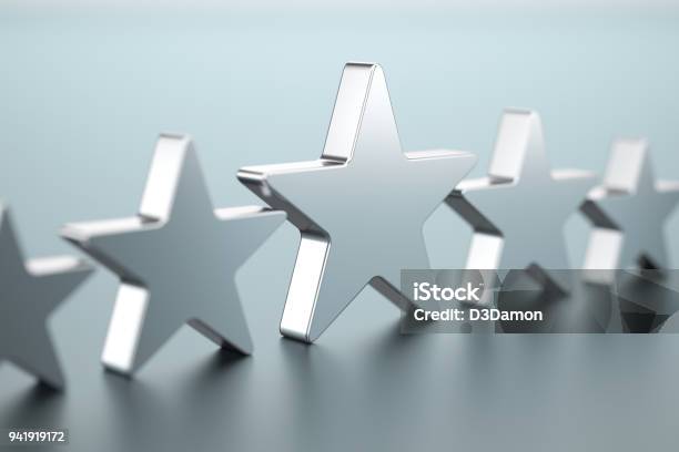 Five Silver Stars Stock Photo - Download Image Now - Award, Star Shape, Service