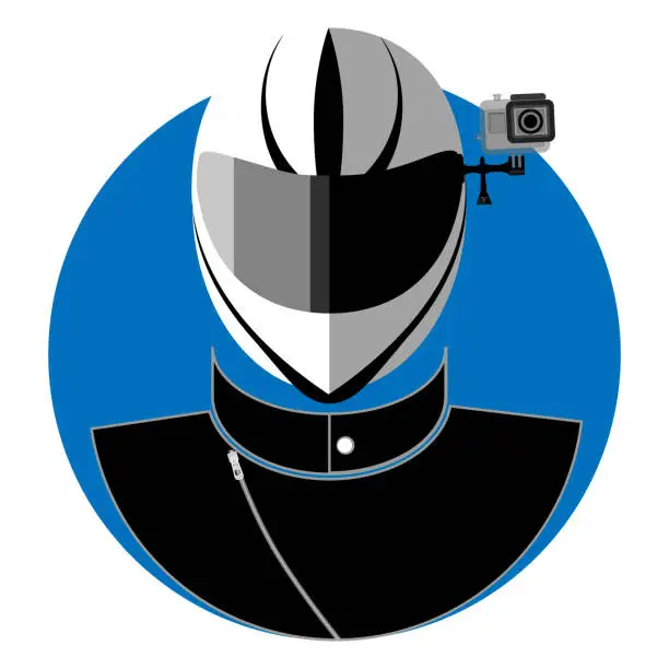 Vector illustration of Flat icon of the biker shooting