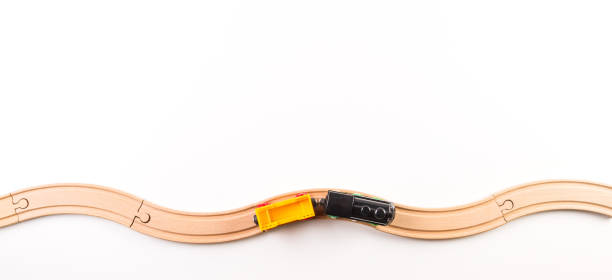 istock Toy train and curve wooden railways banner background. 941932438