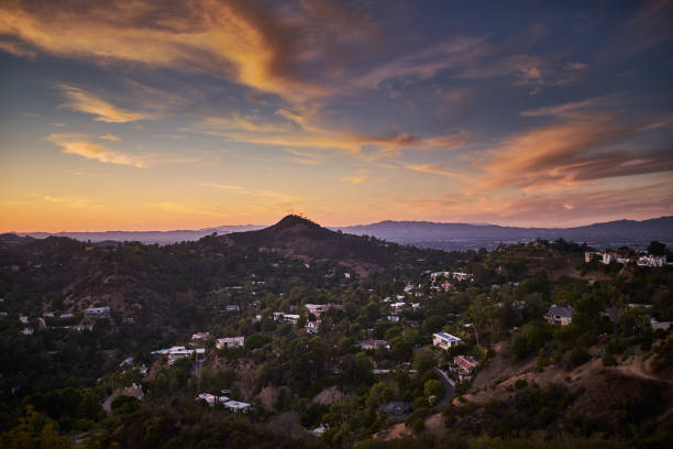 istock hollywood hills at dusk with colorful sky 941934656