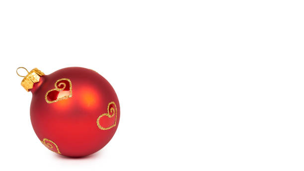 istock Cristmas decoration, glass red ball isolated on white background. New Year object. copy space, template 941936476