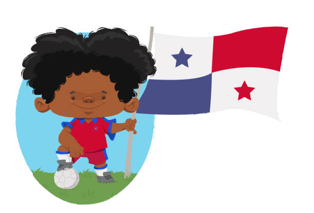 ilustraciones, imágenes clip art, dibujos animados e iconos de stock de jogador de futebol (panamá) - bola 3d de bandera de panamá