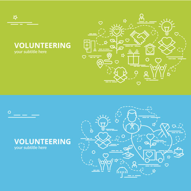 ilustrações de stock, clip art, desenhos animados e ícones de flat colorful design concept for volunteering. - social worker illustrations