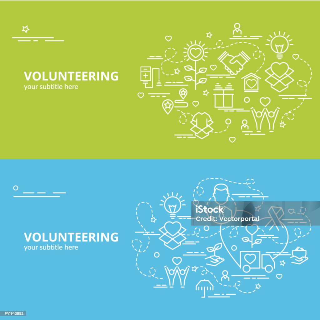 Flat colorful design concept for Volunteering. Infographic idea of making creative products.
Template for website banner, flyer and poster. Volunteer stock vector