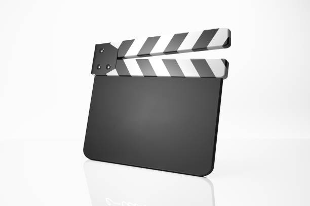 白地のフィルムのスレート - film slate movie prop producer ストックフォトと画像