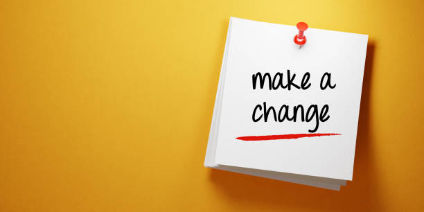 istock White Sticky Note With Make A Change Message And Red Push Pin On Yellow Background 941949520