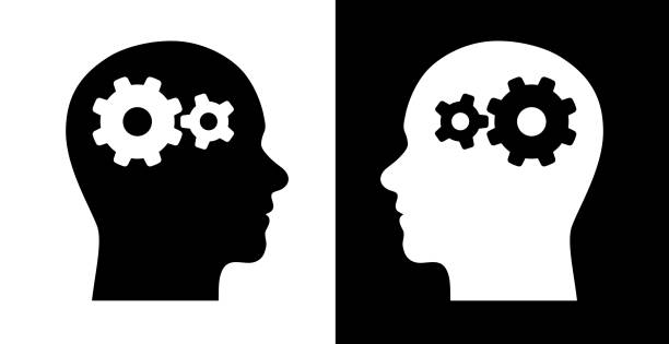 zahnräder im kopf - concentration brain contemplation action stock-grafiken, -clipart, -cartoons und -symbole