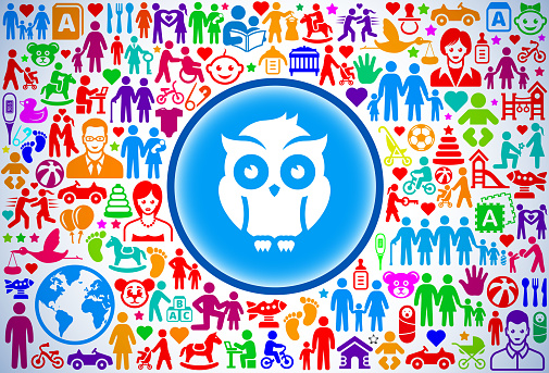Night Owl  Family and Parenthood Vector Icon Pattern
