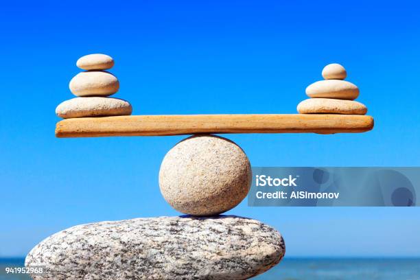 Concept Of Harmony And Balance Balance Stones Against The Sea Stock Photo - Download Image Now