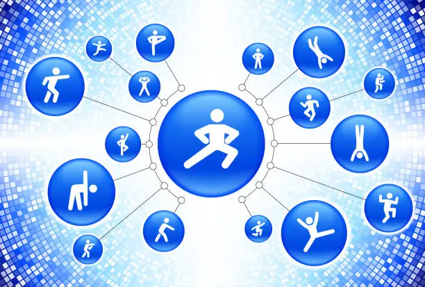 Vector illustration of Fitness and healthy lifestyle blue background