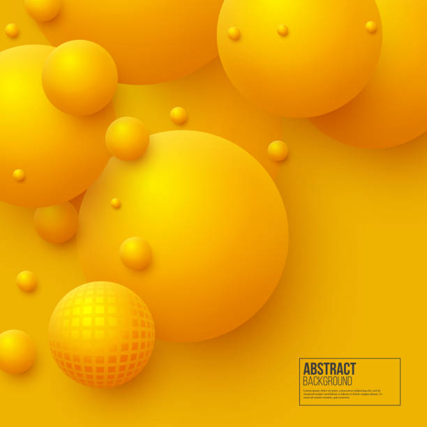 istock Fantastic abstract yellow background with three-dimensional shape of the balls 941957818