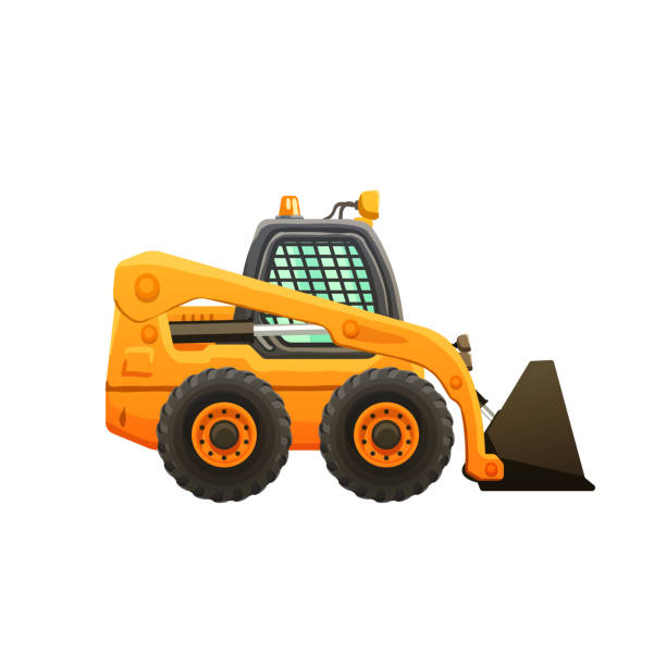 ilustrações de stock, clip art, desenhos animados e ícones de mini loader vector cartoon isolated illustration. - skidding