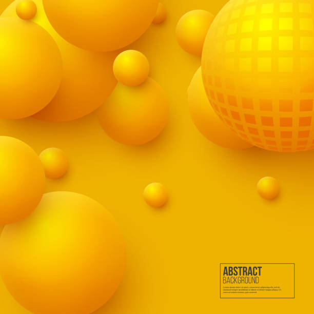 istock Fantastic abstract yellow background with three-dimensional shape of the balls 941961222