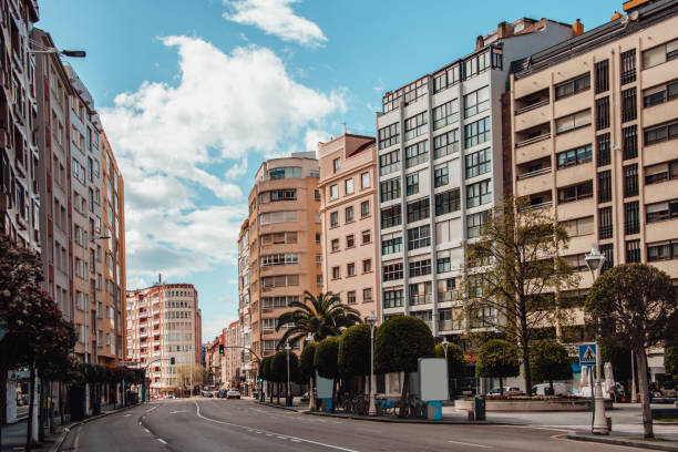 An empty street in the city centre of Santander, Spain.