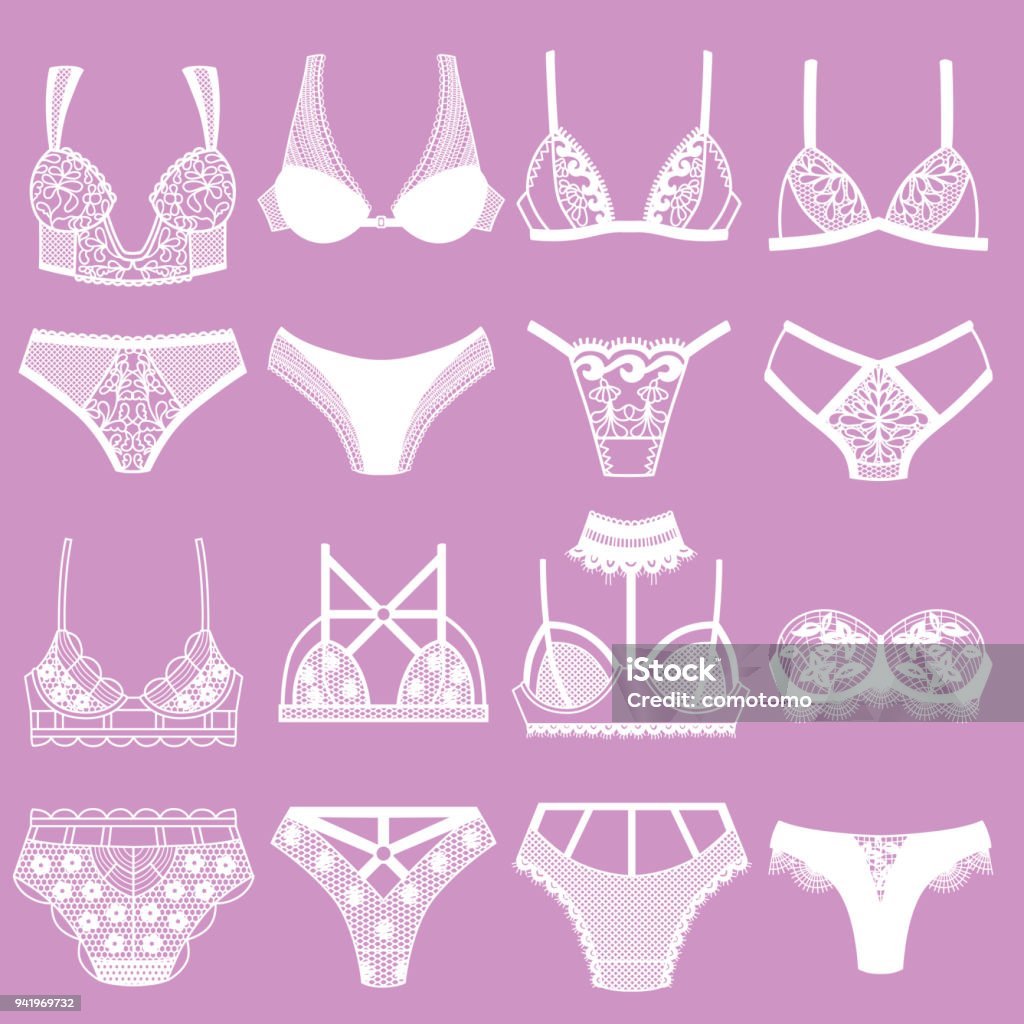 Collection of lingerie. Panty and bra set. Collection of lingerie. Panty and bra set. Vector illustrations Art stock vector