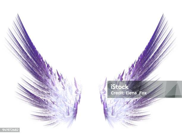 Fractal Purple Wings On White Isolated Background Stock Illustration - Download Image Now - Aircraft Wing, Animal Wing, Butterfly - Insect