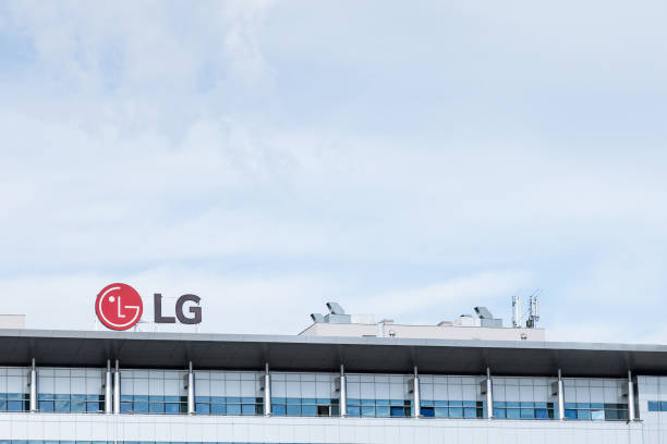 LG Electronics logo on their main office for Serbia. LG is one of the leading companies in IT and Telecom technology, as well as electronic appliances stock photo
