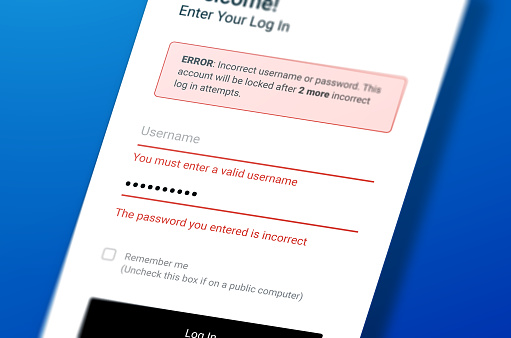 Login screen showing security or hacker with password error