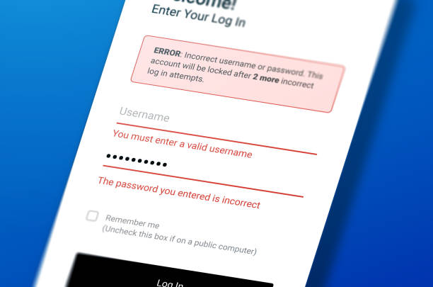 Login screen Login screen showing security or hacker with password error oops stock pictures, royalty-free photos & images