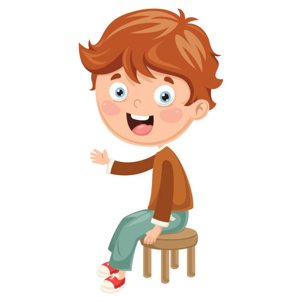Vector Illustration Of Kid Sitting On Chair Stock Illustration - Download  Image Now - Sitting, Child, Chair - iStock