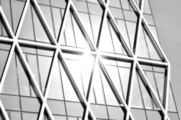 istock Modern city office building exterior. Black and white. 942004208