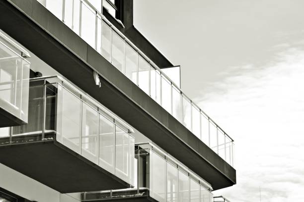 istock Facade of a modern apartment building. Black and white. 942008094