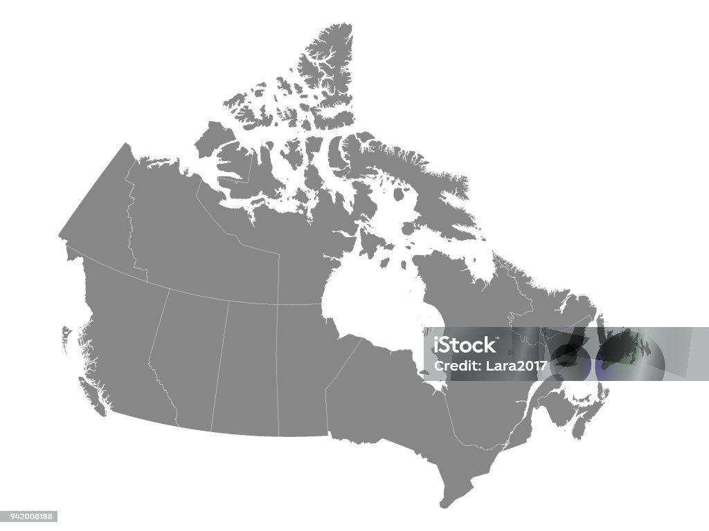 Carte grise du Canada avec les Provinces - clipart vectoriel de Canada libre de droits