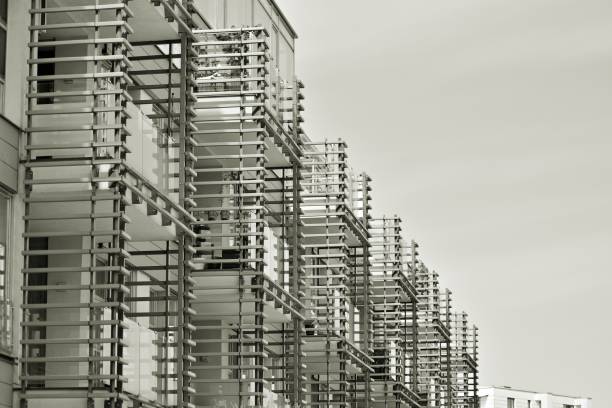 istock Facade of a modern apartment building. Black and white. 942008312