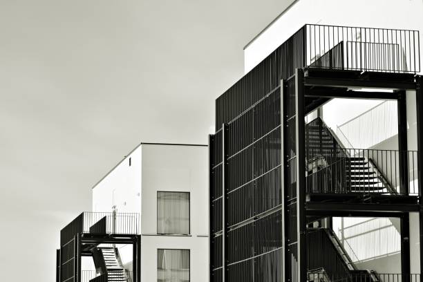 istock Modern city office building exterior. Black and white. 942020110