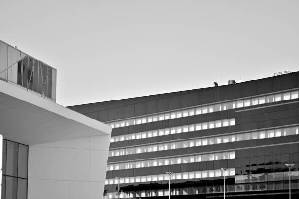 istock Modern city office building exterior. Black and white. 942020326