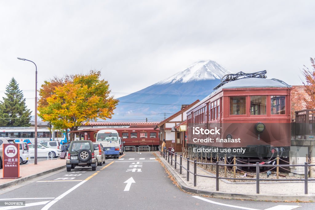 Kawaguchiko Station Mit Mtfuji Im Hintergrund Kawaguchiko Station Ist