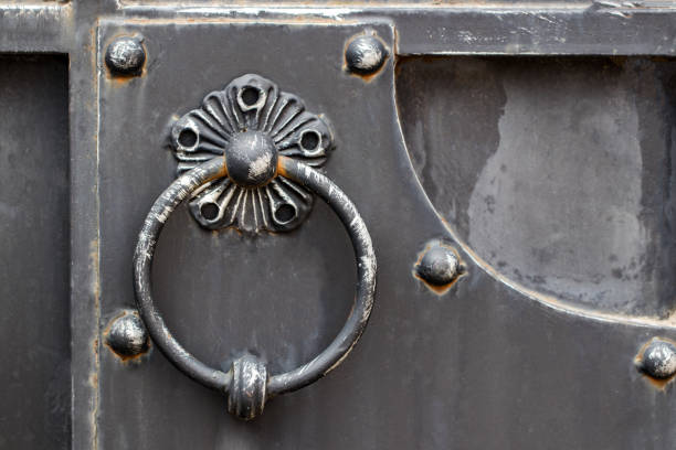 ornate wrought-iron elements of metal gate decoration.