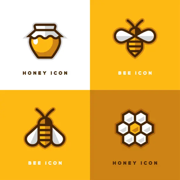 Vector illustration of Four honey icons.