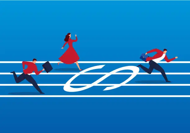 Vector illustration of Competitors on the money road