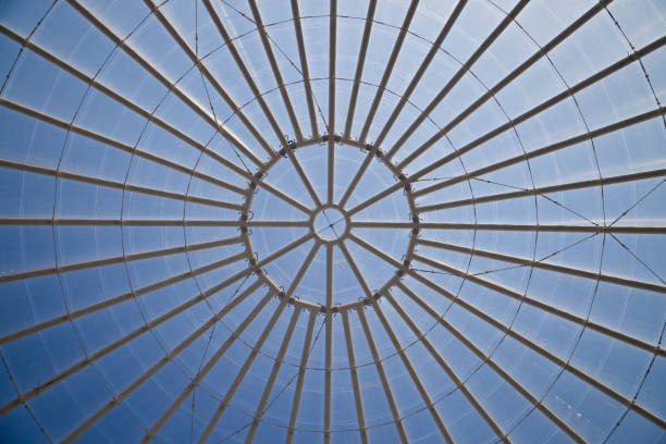 istock Transparent glass dome in sunny day. Bottom view 942116700