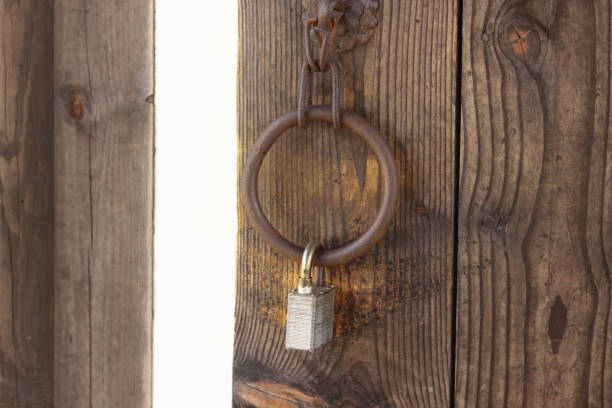 istock A wooden door handle and lock. 942118578