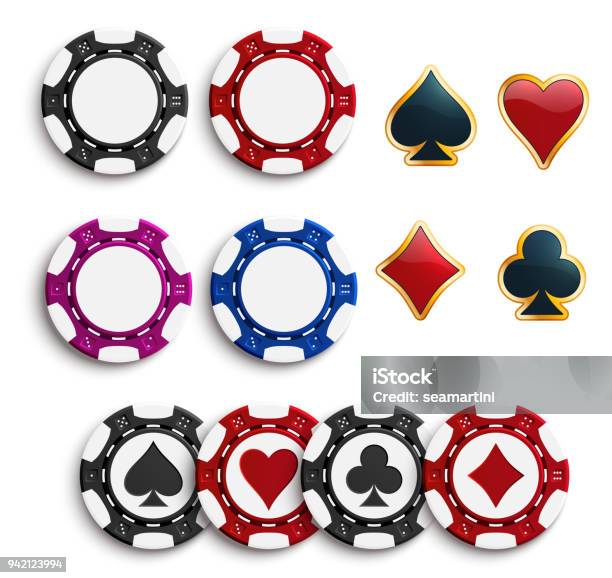 Vector Casino Poker Gambling Chips Icons Stock Illustration - Download Image Now - Gambling Chip, Poker - Card Game, Computer Chip