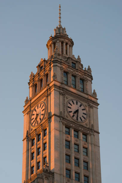 de chicago  - american flag architectural feature architecture chicago - fotografias e filmes do acervo