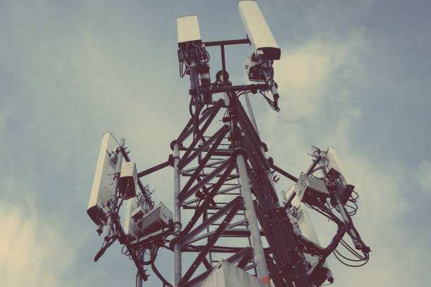 istock Telecommunications tower with retro color effect. 942132740
