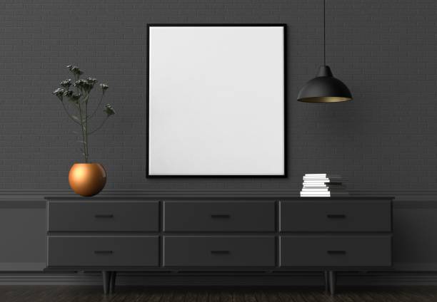 istock Mock up frame in hipster interior background. 3D illustrating. 942138118