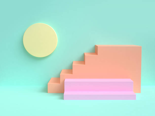 istock minimal green scene abstract colorful geometric shape staircase 3d rendering 942141018