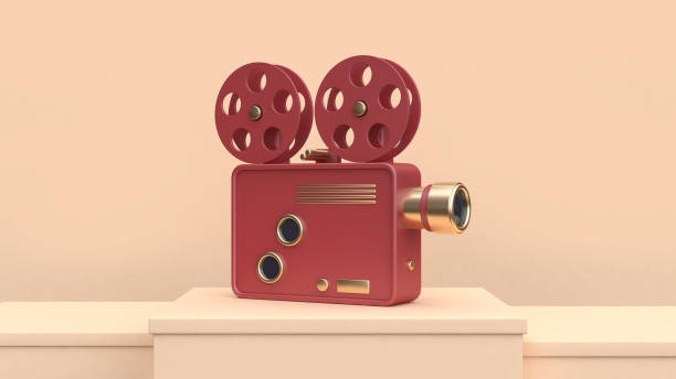 istock red gold cinema projector cream scene 3d rendering technology concept 942141036