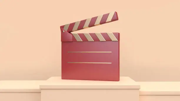 red gold  movie slate filmmaker cinema concept 3d rendering