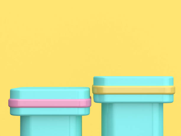 istock 3d rendering colorful green pink podium minimal yellow background 942141894