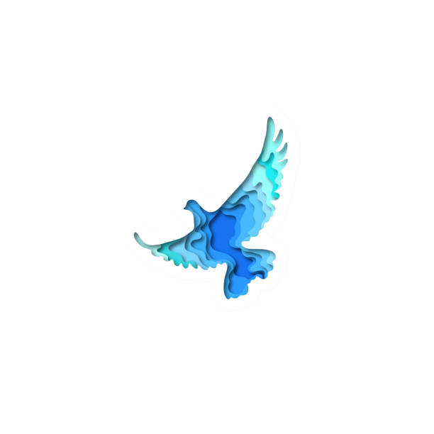 istock Paper cut pigeon shape 3D origami. Trendy concept fashion design. Vector illustration 942142086